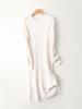100% Pure Wool Slimming Women's Pullover Dress - Autumn/Winter, Round Neck, Lantern Sleeves, Over-Knee Length