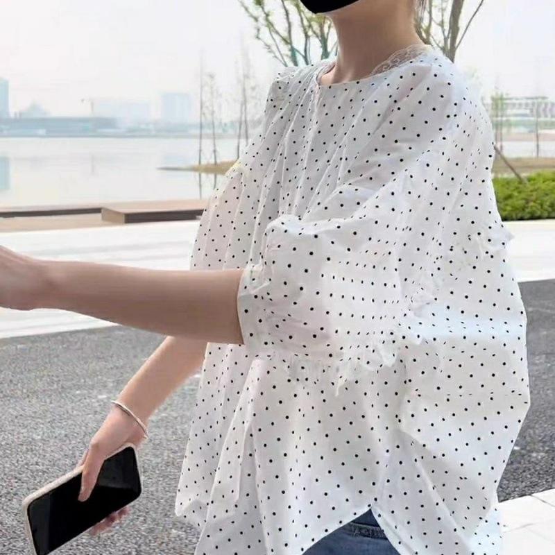 

Женская рубашка с рукавами-фонариками, белая рубашка с короткими рукавами, женская свободная рубашка с цветочным принтом, блузка, темперамент, элегантный модный топ 2XL чёрный/белый