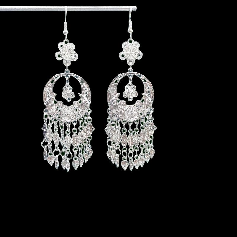 Ethnic style earrings Alloy silver-plated Miao ethnic minority Dong Yi earrings Earrings