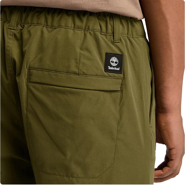 Timberland Solid Color Mid Waist Cuffed Outdoor Lightweight Casual Pants Men bottoms Dark-Olive-Green A5XFF-302