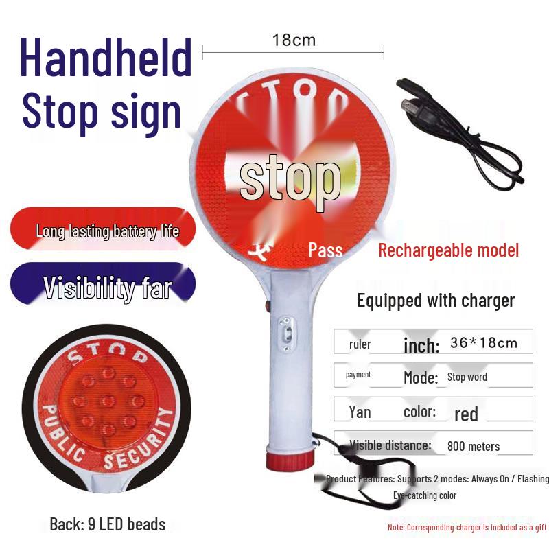 Rechargeable LED Traffic Warning Baton - Emergency Flashing Light Stick for Outdoor Use