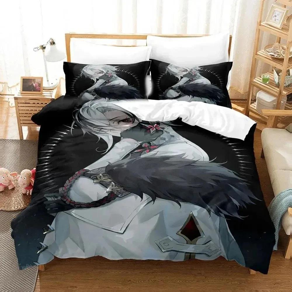 Anime Genshin Impact Arlecchino Bedding Set Duvet Cover Bed Set Quilt Cover Pillowcase Comforter King Queen Size Boys Adult