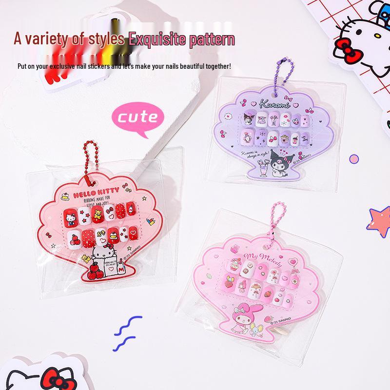 KT Cat Tecknad Bärbar Nagelklistermärke för Barn - Avtagbar, Självhäftande Gelé Nageldekor för Flickor