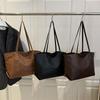 Large capacity women's bag casual new trendy fashion shoulder tote bag solid color simple handbag