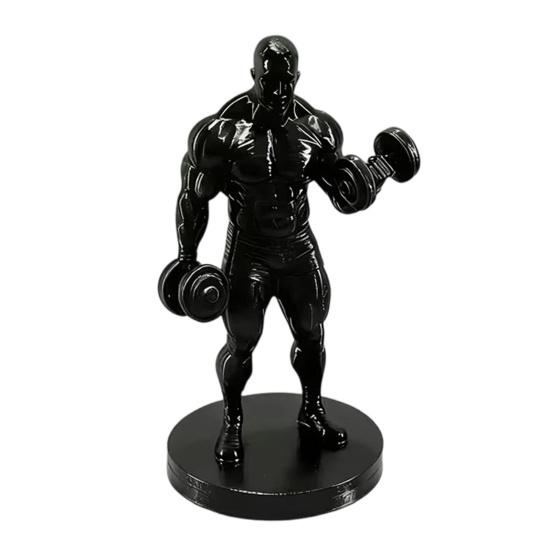 3D Printed Weightlifter Ornament  Black Statue Muscular Man Figurine