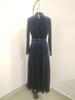2026 Women's Elegant Gold Velvet Long-Sleeve Slimming Dress with Waist-Cinched Design for Autumn/Winter.