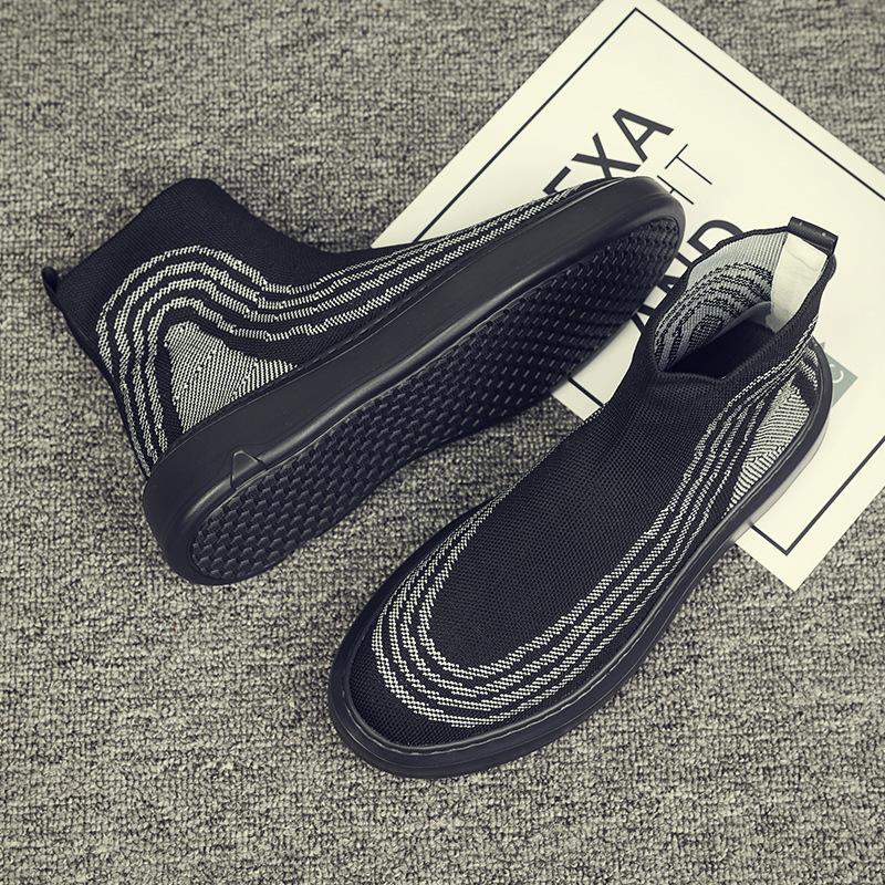 Socks shoes men's high-top shoes summer breathable one-pedal stretch socks shoes trend versatile trendy shoes men's casual shoes
