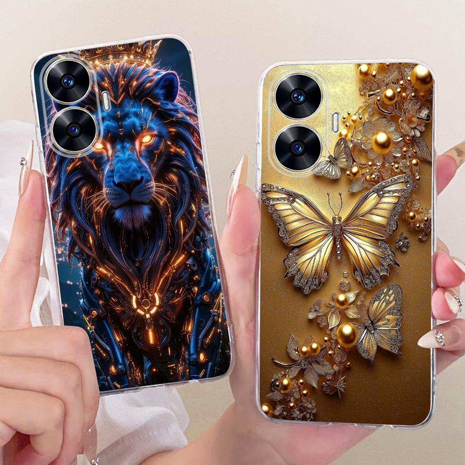 For Realme C55 Case RMX3710 New Luxury Painted Cover Clear Silicone Case For Realme Narzo N55 C 55 RealmeC55 NarzoN55 Soft Shell