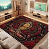 Floral Garden Theme Crystal Velvet Floor Rug Personalized Custom Name Text Warm Carpet Home Decoration