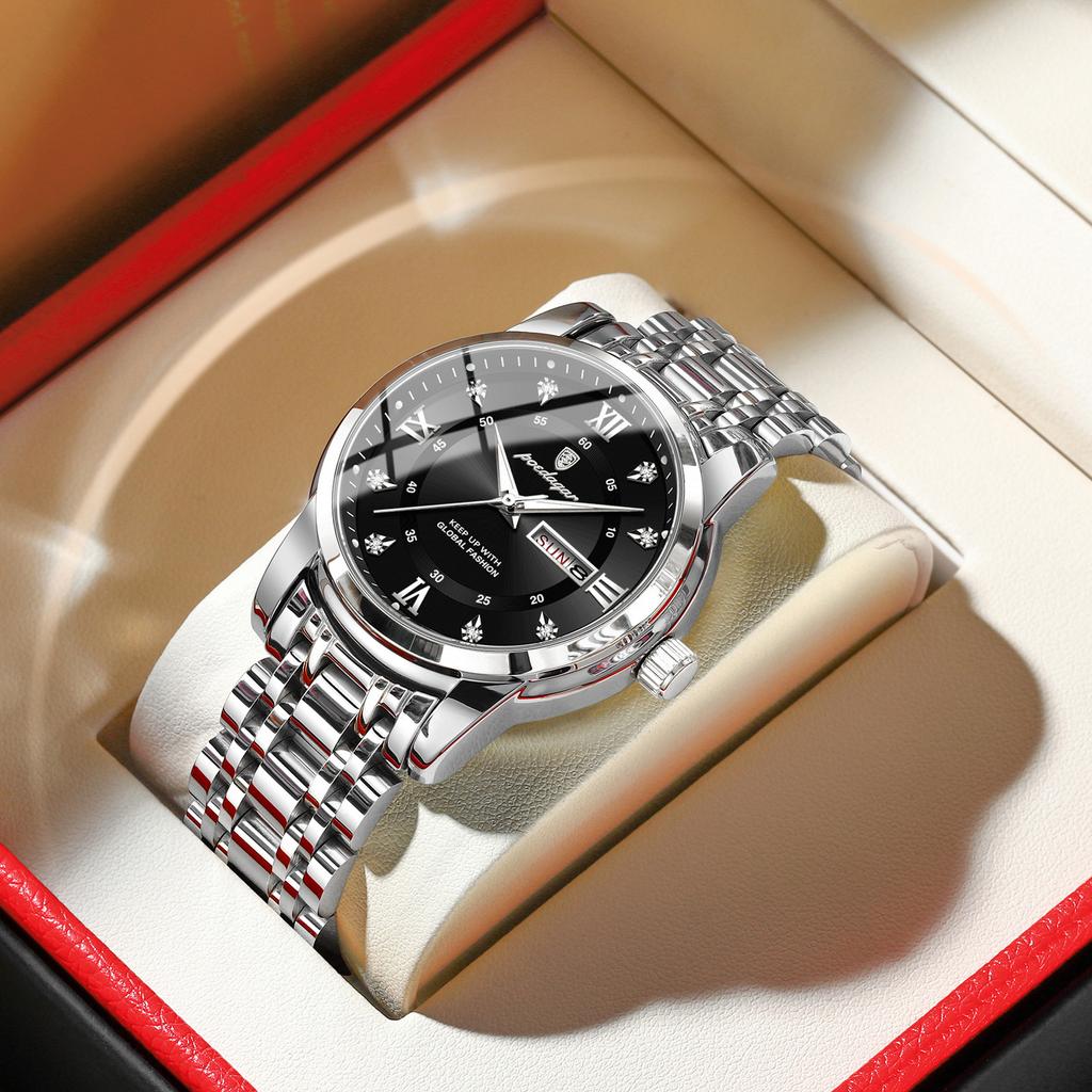 POEDAGAR Nuovo orologio da uomo di lusso di marca TOP con scatola, calendario, impermeabile, luminoso, al quarzo, da uomo
