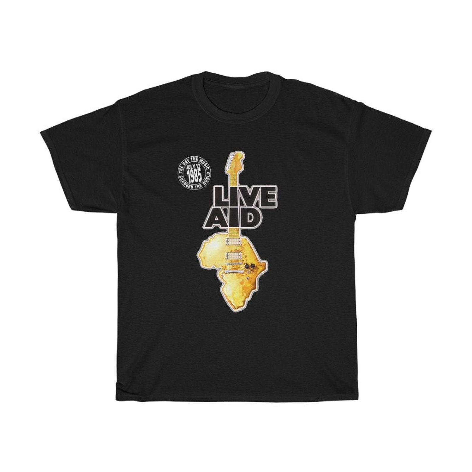 Live Aid 1985 T-Shirt, Music for The World, Classic Fit 2XL