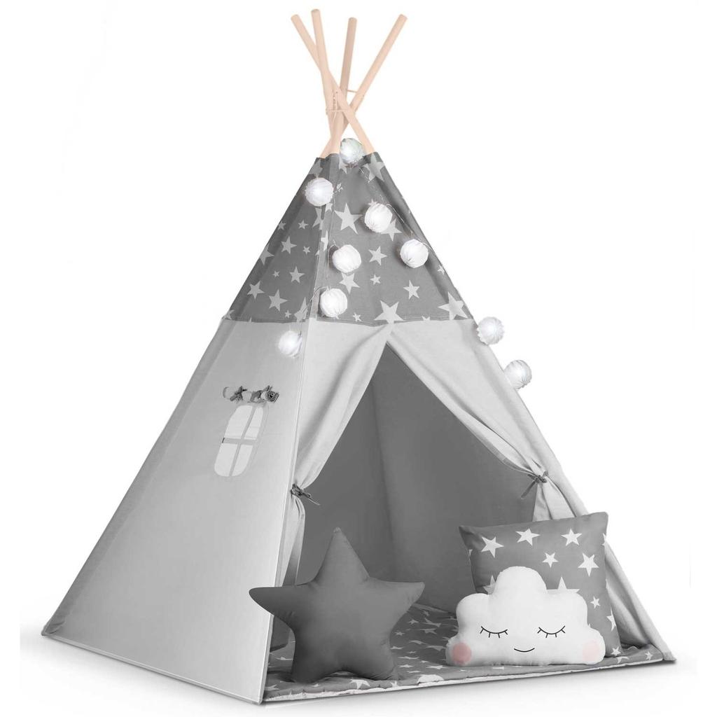 Tenda a Tipi per Bambini Nukido con Ghirlanda e Luci Fatate, Con Stelle