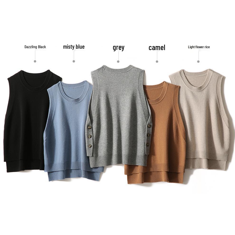 2025 Autumn/Winter Retro Women's Layered Knit Vest Top