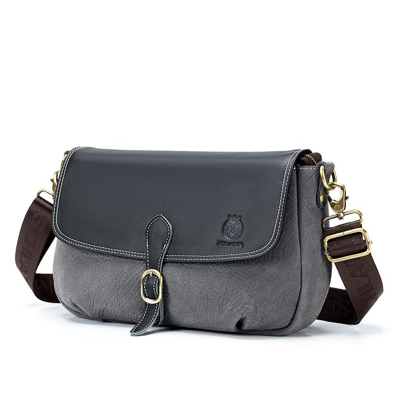 

Мужская повседневная одноплечевая сумка, горизонтальная контрастная кожаная мужская сумка через плечо серый