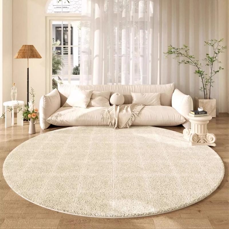 Cream Style Living Room Decoration Round Carpet Light Luxury Plush Rugs for Bedroom Fluffy Soft Lounge Rug Home Thick Floor Mat