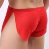 Solid Color Men Ultra-thin Translucent Low Waist Split Boxers Shorts Underwear