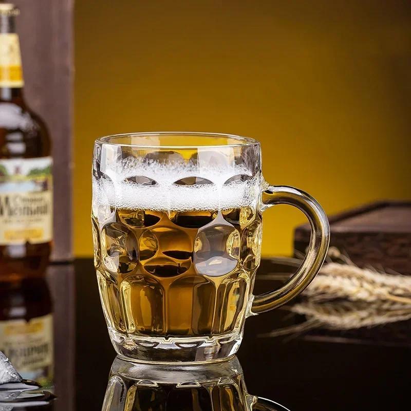 380ml/260ml/375ml Wheat Beer Glass Classic Craft Beer Glass with Handle Bar Large Capacity Beverage Cup Transparent Water Bottle