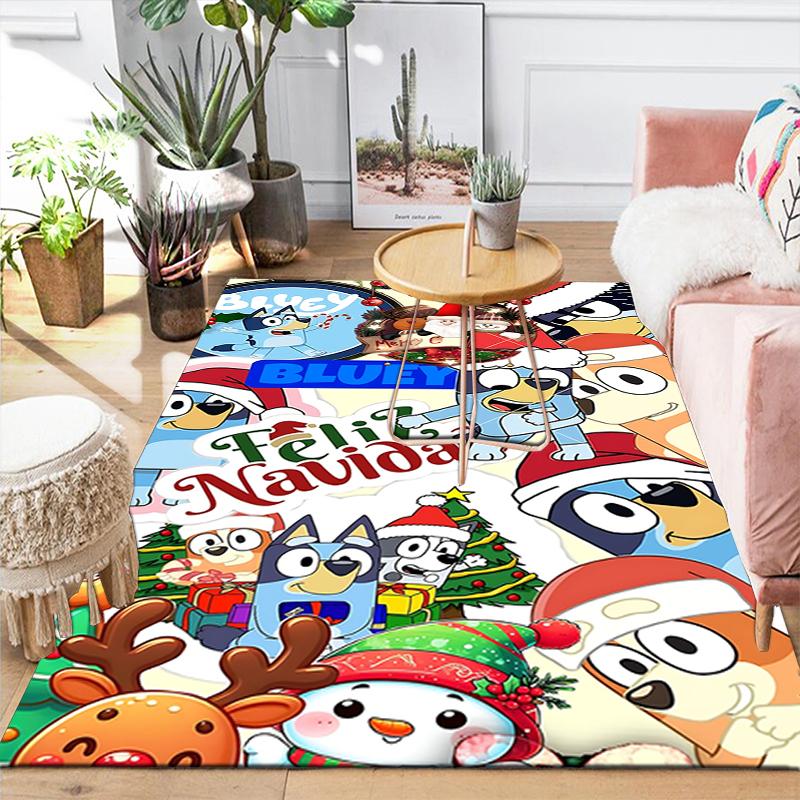 1Pc Bluey Christmas Characters Rug Office Carpet Indoor Outdoor Doormat Nonslip Soft Living Room Christmas Halloween Gift D92299