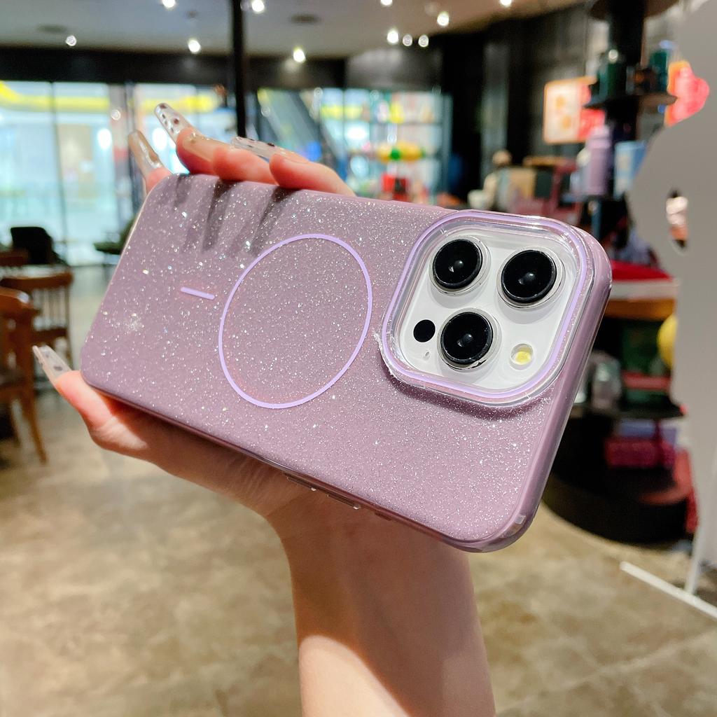 Luxury Bling Glitter Magsafe Phone Case For Apple iPhone 11 12 13 14 15 16 Pro Max Wireless Charge Magnetic Shockproof IMD Cover