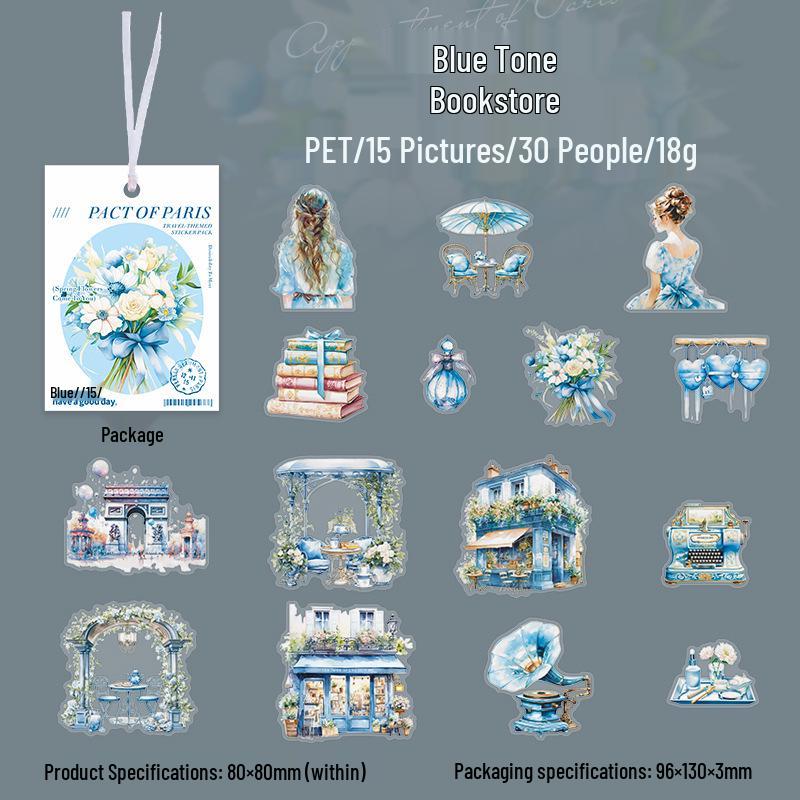 Paris Travel Theme Stickers - A Beautiful Day Series: 6 PET Character Designs