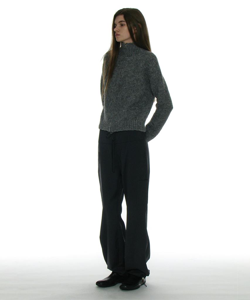 PARTIMENTO WOMEN Drawstring Rounding Slacks_Charcoal
