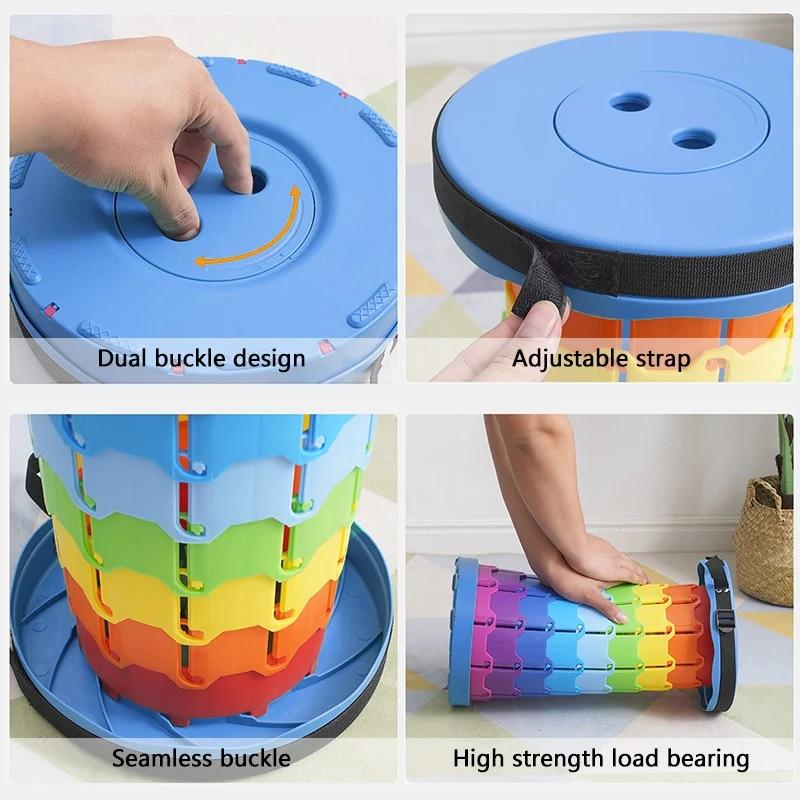 Portable Round Folding Chair Accordion Chair Height Adjustment Simple Tool Elephant Swing Playground Queue Chair