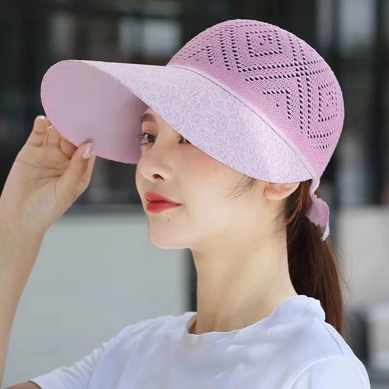 WTEMPO Sommer Aushöhlen Einfarbig Sonnenhüte Frauen Breite Krempe Outdoor Atmungsaktive Faltbare Strand Sonnenschutzhüte