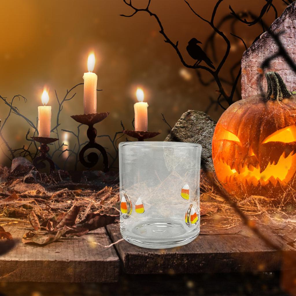 Candy Corn Embellished Transparent Glass Cup