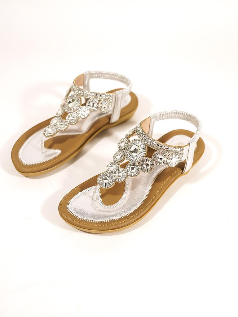 New Summer Flat Pinfoot Rhinestone Comfortable Beach Sandals Women