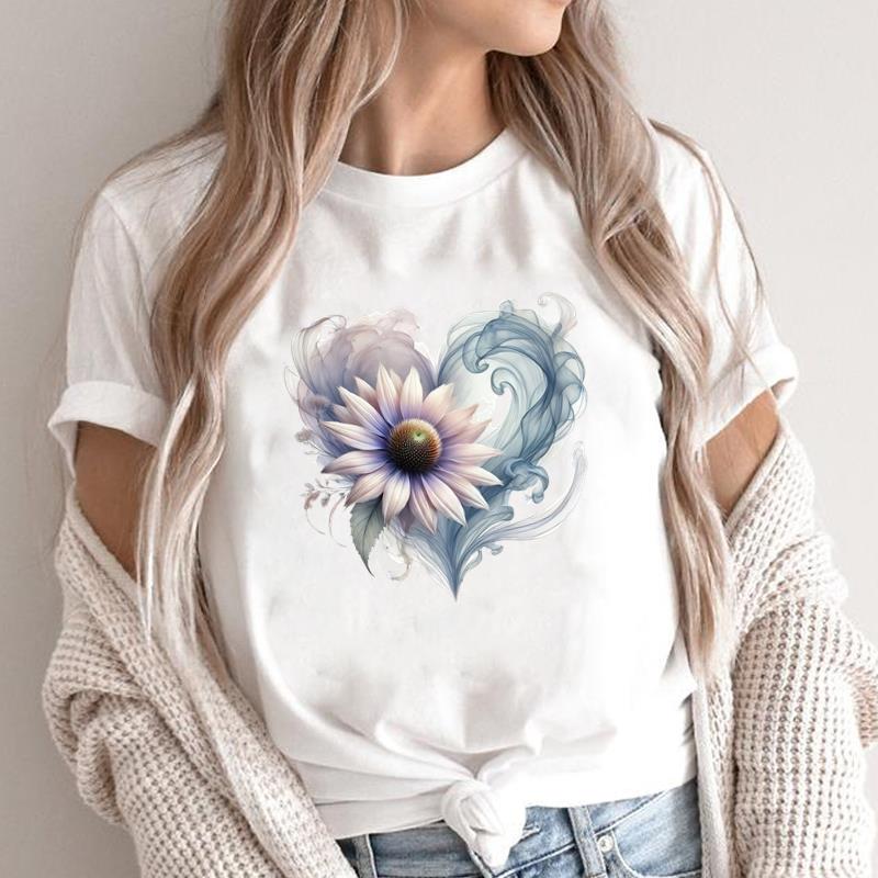 (Mărimea asiatică) floare dulce drăguț anii 90 T Grafic Feminin Haine Femei Top Gât Rotund Tricou Modă Imprimeu Casual Mânecă Scurtă Tricouri