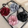 Gothic Fabric Flower Choker Necklace Exaggerated Floral Pattern Pendant Clavicular Chain Charm for Parties and Weddings