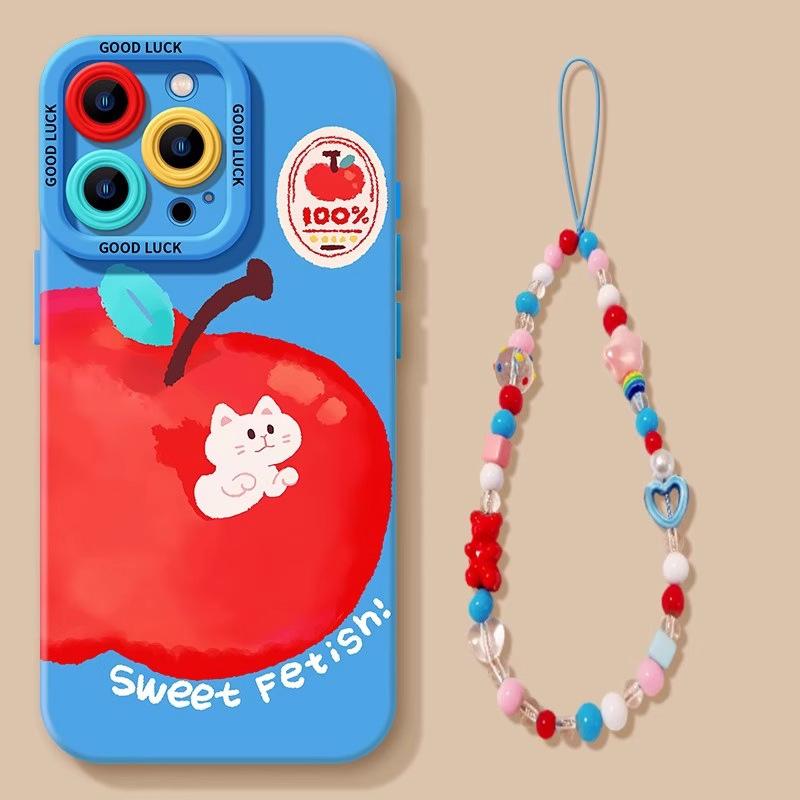 Red Apple iphone16promax mobile phone case all-inclusive silicone anti-drop soft case