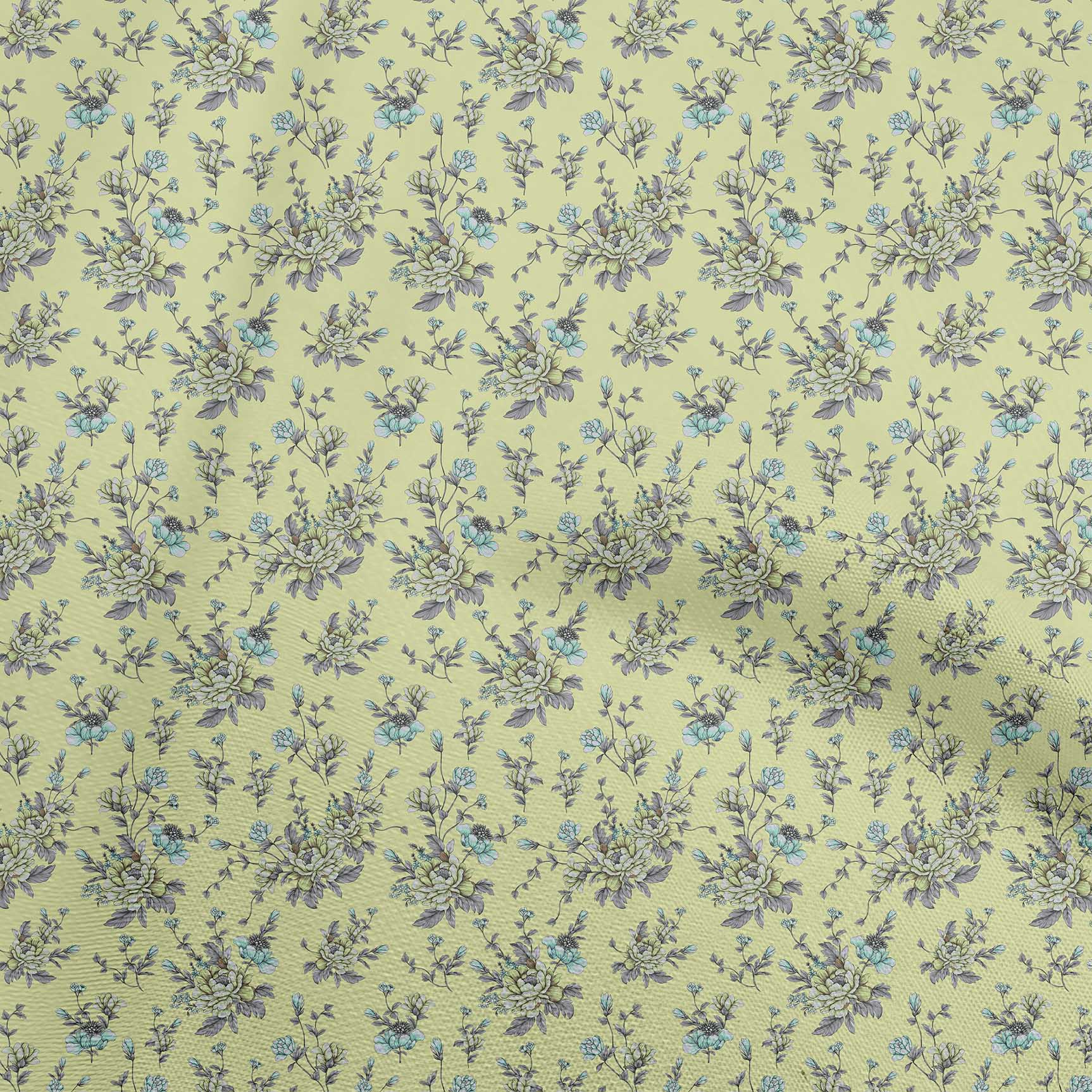 

OneOone Cotton Flex Blue Fabric Floral Quilting Materials Print Швейна тканина у дворі 40 дюймів 42 Inch Wide - Viscose Chiffon лайм-зеленого кольору