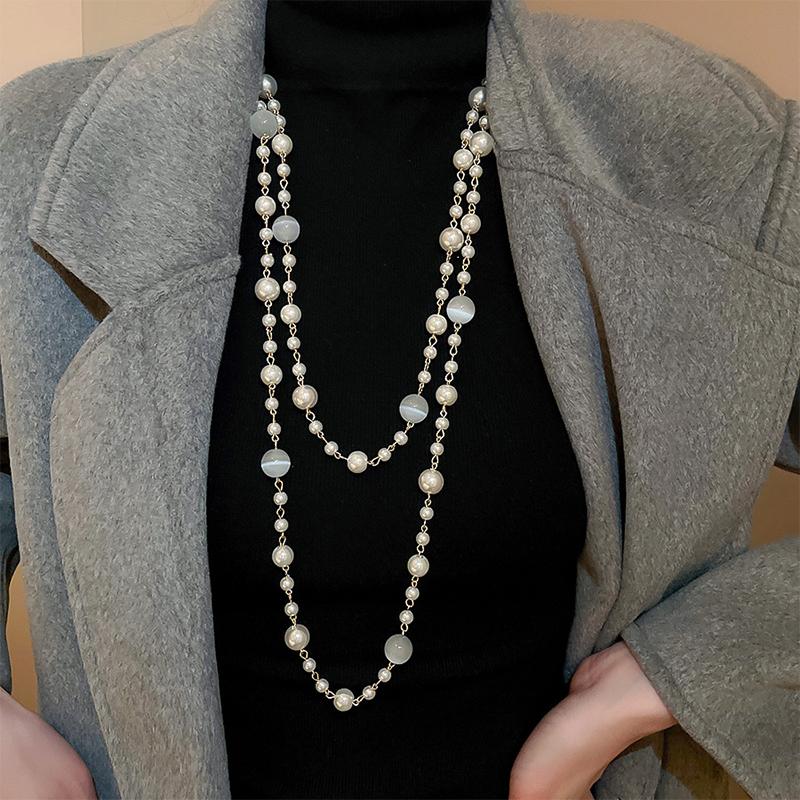 Rose Pearl Bead Necklace Set French Niche Light Luxury Collarbone Chain High-End New Necklace