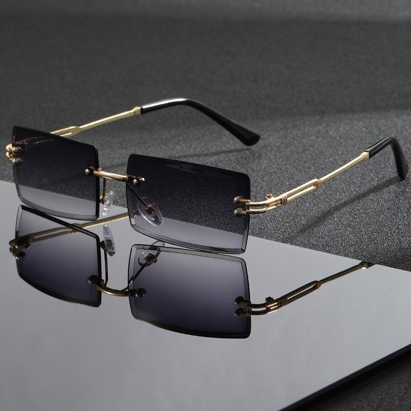 

1 пара мужских ретро квадратных модных очков, легкий безрамный дизайн, повседневный наряд, стильные оправы, городской стиль