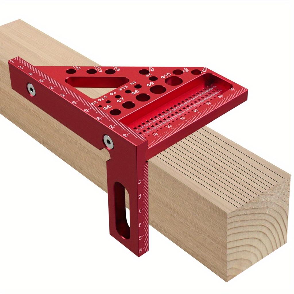 Winkelmesser für die Holzbearbeitung, Winkelmesser für die Holzbearbeitung mit Passstiften, dreieckiges Lineal aus Aluminiumlegierung, Angler-Anreißer