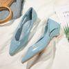 Chaussures Simples pour Femmes à la Mode Style Européen Cuir Huilé Découpe Talon Chat Tige Basse Automne Été Nouvel Arrivage Confortable