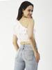 Moomaya Women  S Printed Crop Top, One Shoulder Cotton Casual Summer Top