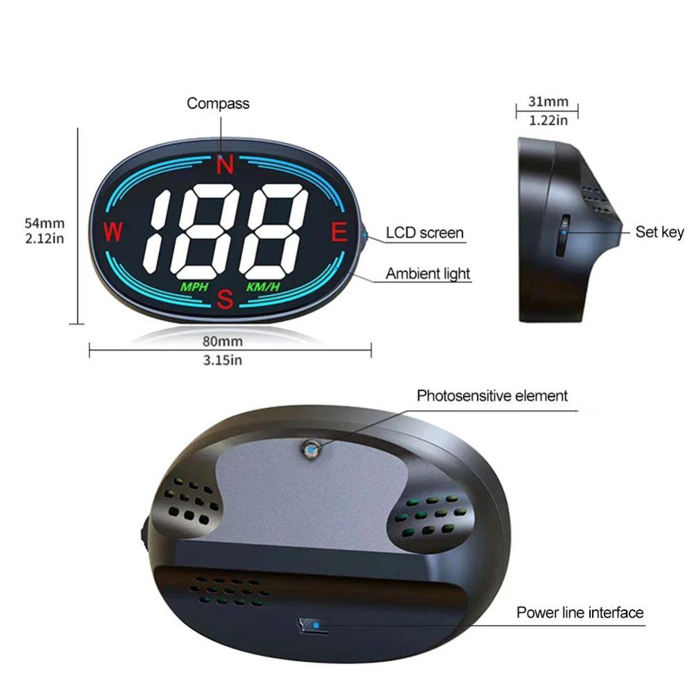 Overspeed Alarm GPS HUD Car Head Up Display Plug&Play Vehicle Speed Meter  Speed Meter