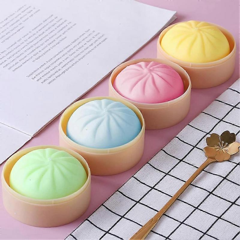 4 PCS Colorful Dumpling Stress Balls Fidget Sensory Toy,Squeeze Dough Ball Stress Relief Hand Toy