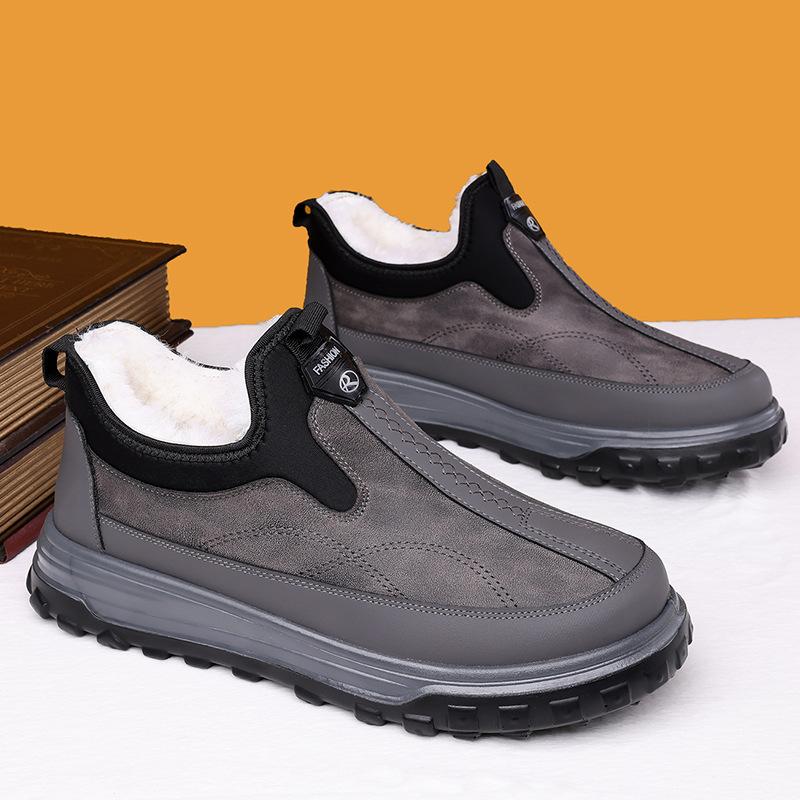 Winter Old Beijing Cloth Shoes Men's Cotton Boots with Velvet Warmth Dad Snow Boots Middle Aged Anti Slip Waterproof Elderly Shoes