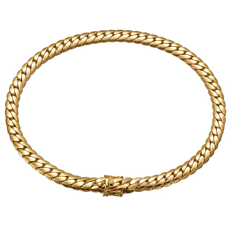 Hip Hop Bling Gold Cuban Link Chain Necklace For Men, Rapper Style Tank Chain Jewelry, Trendy Whip Chain Necklace