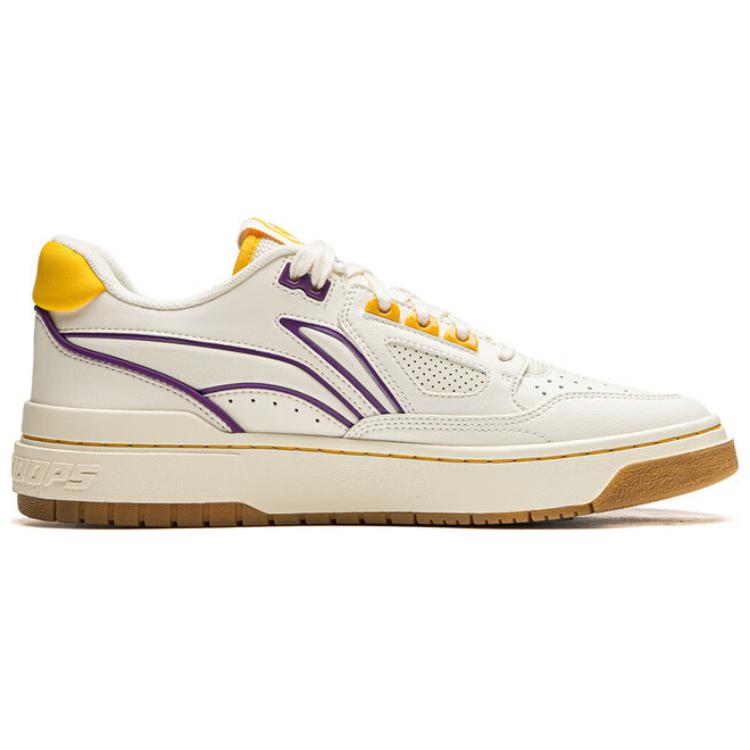 Li Ning Anti-Five Newcomer Comfortable Fashion Slip-Resistant Wear-Resistant Low-Top Skate Shoes Unisex Sneakers White Purple Yellow ABCU025-4