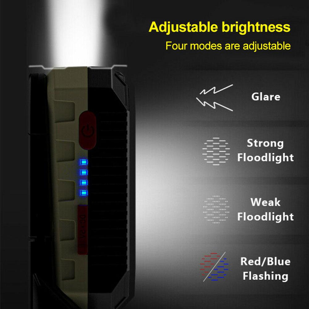 LED COB Rechargeable Magnetic Work Light Car Repair Foldable Flashlight Waterproof Camping Lantern COB Inspection Power Display