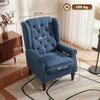 Eleganter Ohrensessel, Dick gepolstert, Abnehmbarer Bezug, 74 x 86 x 102 cm, Blau