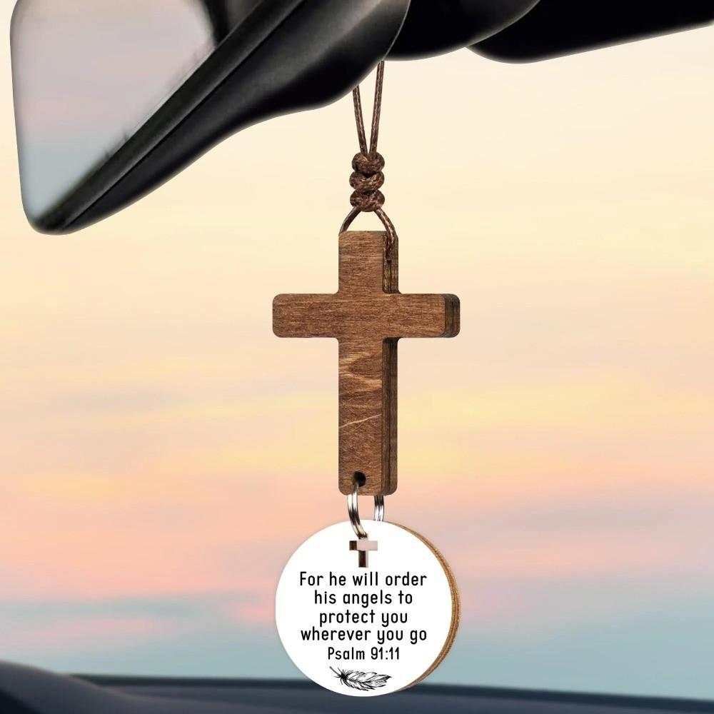 With Pendant Car Rearview Mirror Hanging Lightweight Keychain Ornament Bible Verse Charm Car Hanging Ornament