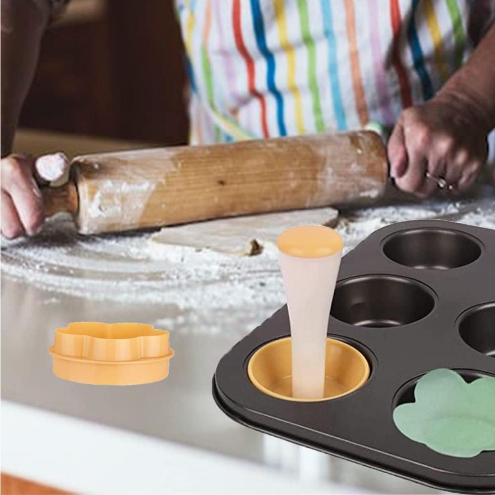 1 Set Gebäckteigstampfer-Set Ausstecher Cupcake-Förmchen Kunststoffstampfer für Eiertarte-Förmchen Multifunktionale Küchenaccessoires