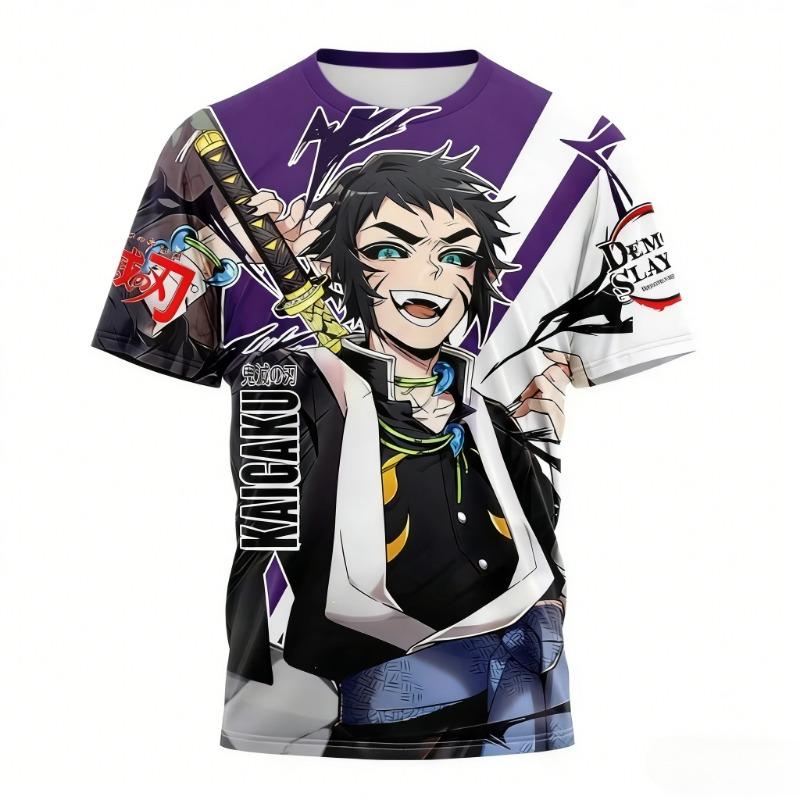 

2026 New Demon Slayer Kaigaku T Shirt For Men Women 3D Print Anime Graphic Tee Short Sleeve Round Neck Casual Streetwear Tops XXS