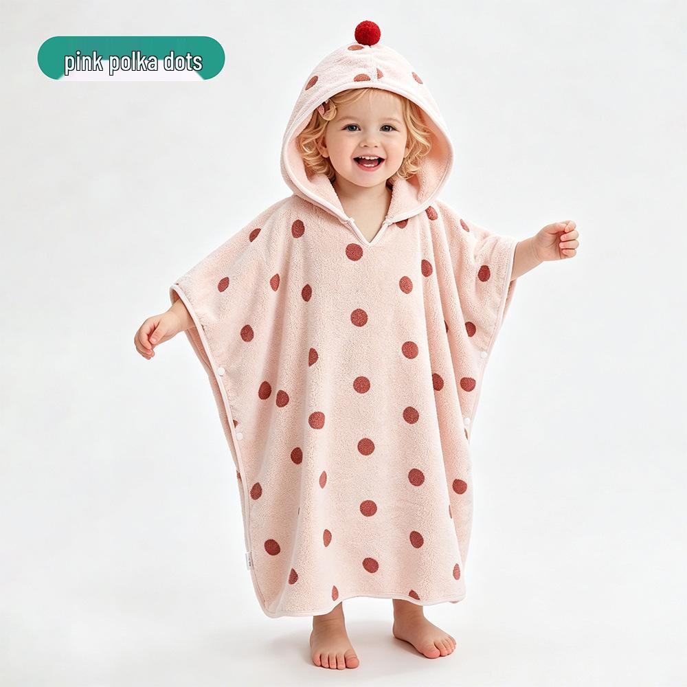 Cartoon Hooded Coral Fleece Bath Towel Cape for Children and Newborns