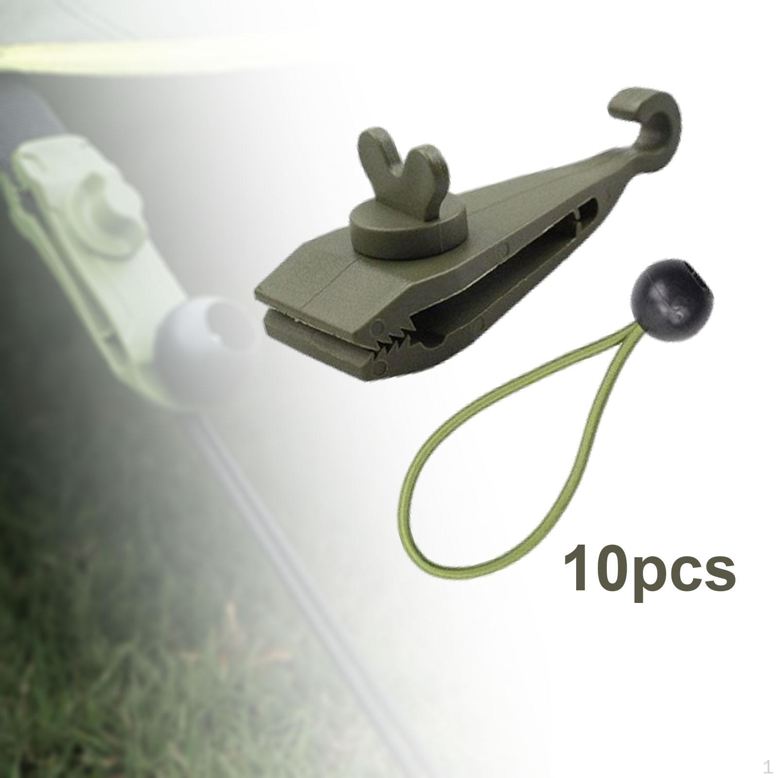 

10 шт. Зажимы для брезента с банджи-шнурами Прочный держатель для крепления палатки для Green Cord